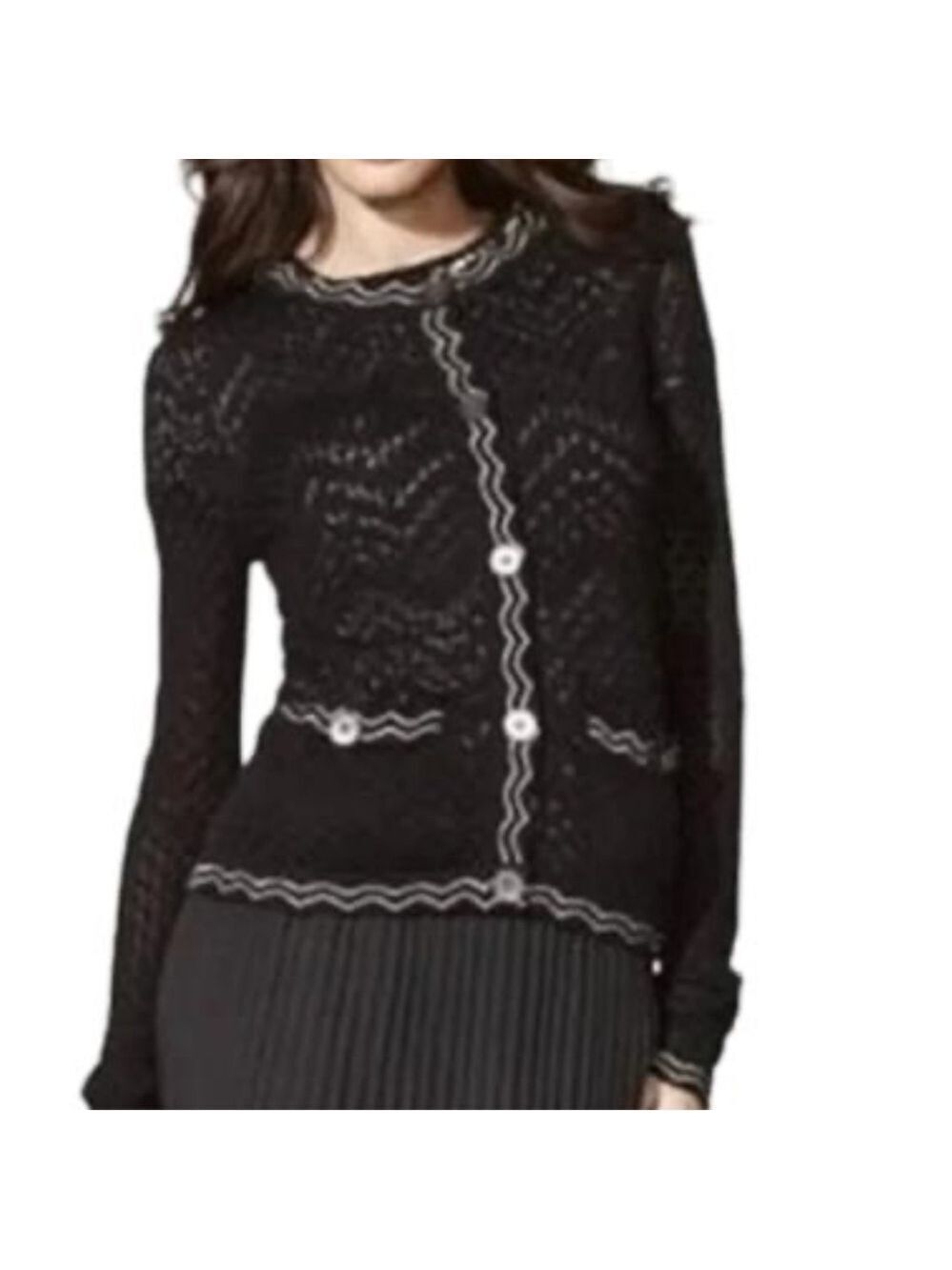 MISSONI for Target button front cardigan sweater loose knit black cream medium